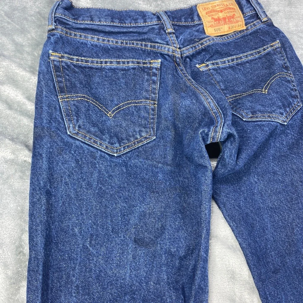 Levis 505 Jeans Mens Fits 30x32 Blue Cotton Denim Straight Leg Chore Stone Wash